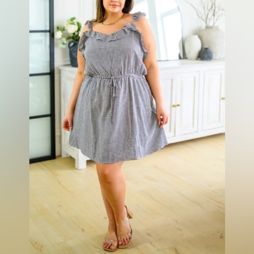 ANDREE BY UNIT Black and White Gingham Mini Dress